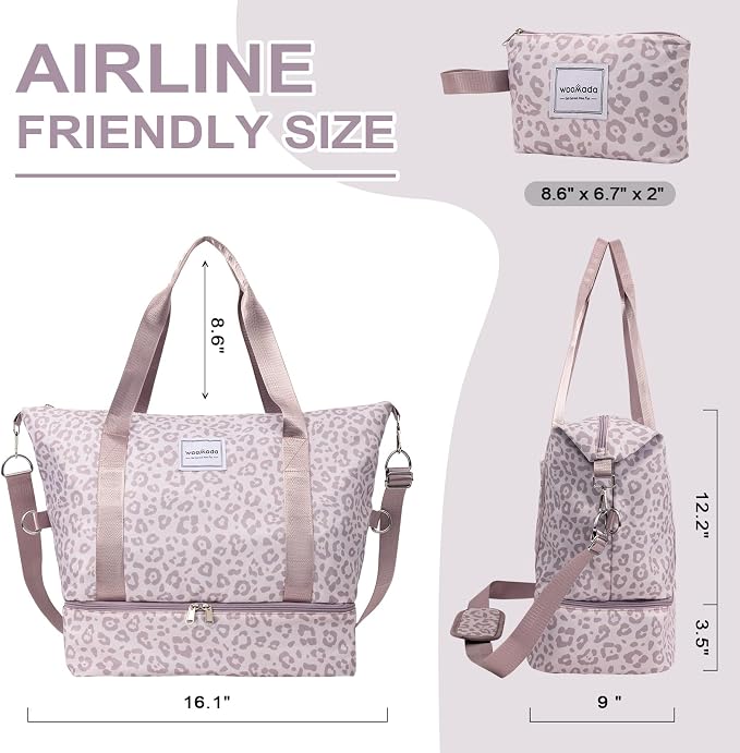 WOOMADA Weekender Bag for Women, Travel Duffel Bags with Shoe Compartment & Wet Pocket, Personal Item Bag for Airlines - Image 2
