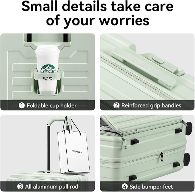 ROAMING Grace Expandable Carry On Luggage Airline Approved, 20 Inch Hardside Carry On Suitcase with Wheels, Travel Harshell Spinner Small Luggage with Tsa Lock, Jade cyan, 20-Inch Carry-On - Image 3