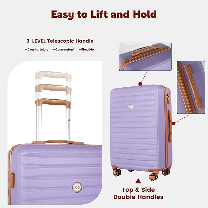 Travelhouse 10-Piece Hardshell Luggage Set with Spinner Wheels & TSA Lock | Lightweight ABS+PC hardside set includes 16", 20", 24", 28" suitcases + cosmetic case + duffel bag + packing cubes - Image 5