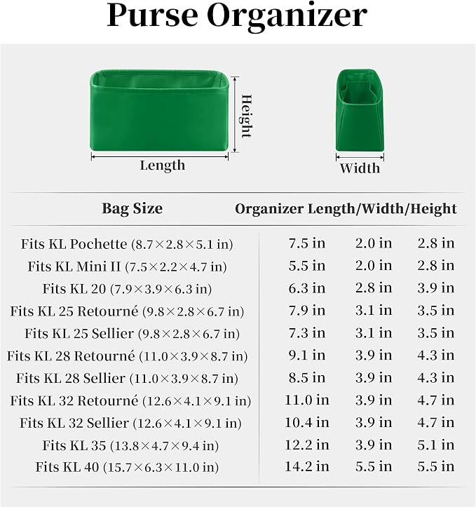 Women's Purse Organizer Insert - Satin & Lightweight Fabric with Inside Pockets, Portable for Commute, Travel, Shopping, and Evening, Multicolor Options, Fits for Kelly 32(Bambou, KL32 Sellier) - Image 8