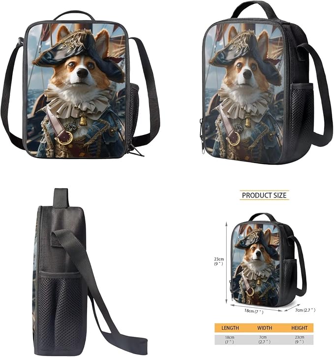 17 Inch Animal Print School Backpack And Lunch Box Set for Kids Lightweight Funny Corgi Backpack for Boys Girls Sturdy School Bag with Insulated Lunchbox Pencil Case Student Bookbag - Image 5