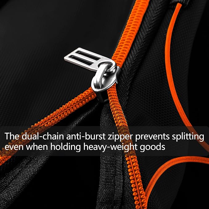 Bagenerous 110L/140L Expandable Soft-Sided Foldable Duffle Bag with 2 Rubber Wheels,Packable 32” Rolling Carry-On with Multi-Pockets & Compartments,Black Orange - Image 5