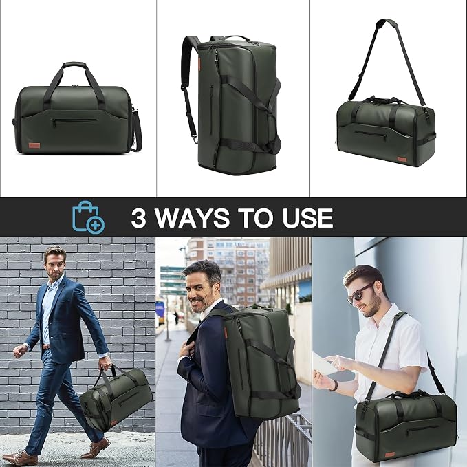 Garment Bags for Travel,45L Carry on Convertible Garment Duffle bag for Men Women - 3 in 1 Hanging Suit Travel Bag with Shoulder Strap - Image 6