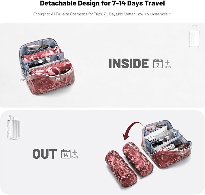 BOYATU Travel Makeup Bag for Women: Y2K Aesthetic Personalized Glossy 3 Pcs Set Cosmetic Organizer Bag - Trendy Statement Toiletry Pouches for Forward Women - Stand Out at Festivals & Trips(D-4-Red) - Image 4