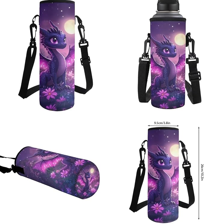4Pcs Girls Backpack and Lunch Box Set, Moonlight Dragon Girls Backpacks Ages 8-10 6-8, Purple 17 Inch School Backpack with Pencil Pouch & Bottle Sleeve, Lightweight Kids Bookbag Set - Image 6