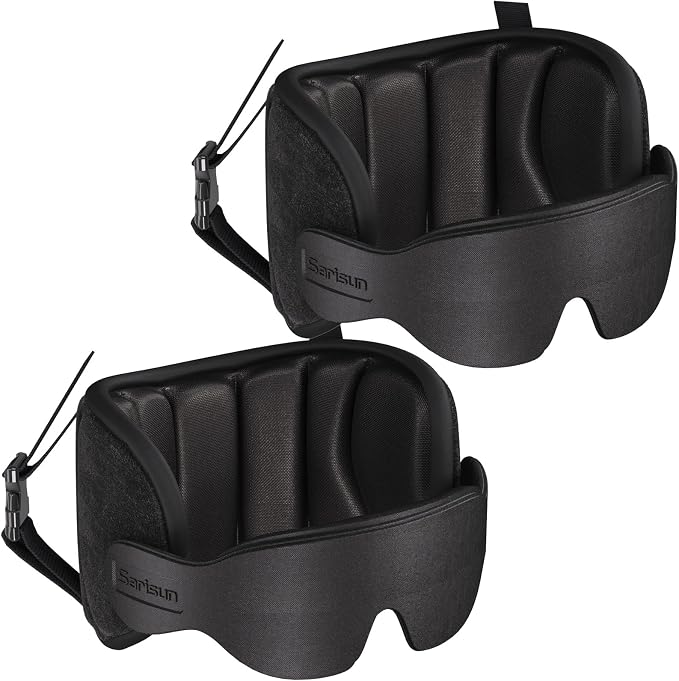 SARISUN Travel Pillows for Airplanes, 2pcs Airplane Pillows for Long Flight with Sleep Eye Mask, Plane Head Strap for Road Trip, 360° Support for Sleeping, Stop Bobblehead Travel Essentials, Black by SARISUN