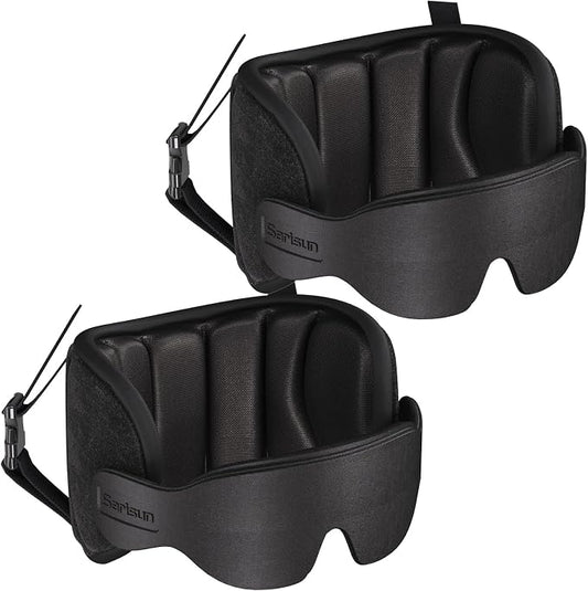SARISUN Travel Pillows for Airplanes, 2pcs Airplane Pillows for Long Flight with Sleep Eye Mask, Plane Head Strap for Road Trip, 360° Support for Sleeping, Stop Bobblehead Travel Essentials, Black by SARISUN