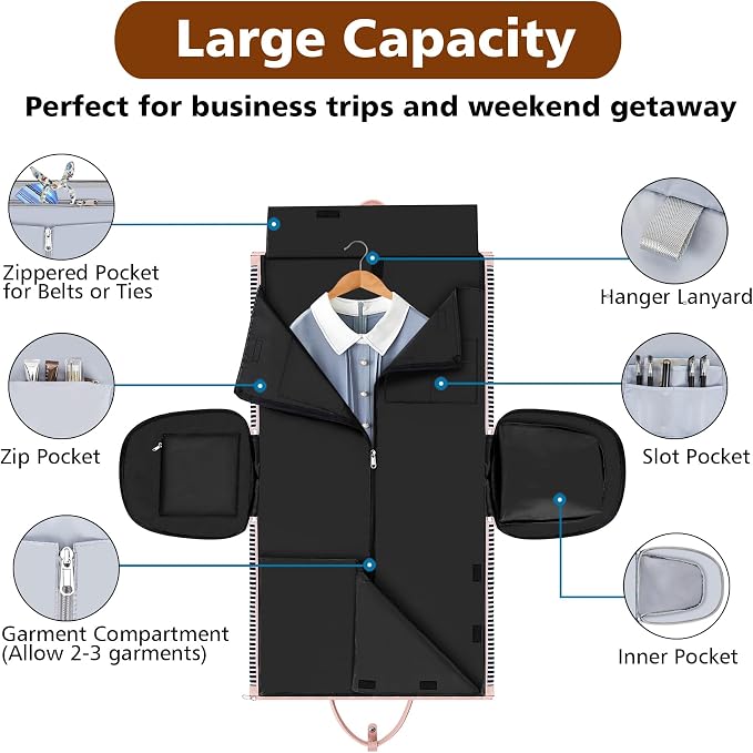 Convertible 2-in-1 Garment Bags for Travel, Carry On Garment Duffle Bag With Shoe Compartment Large Weekender Bag for Women Men Hanging Suitcase Suit Travel Duffel Overnight Bags 4pcs Set - Image 3
