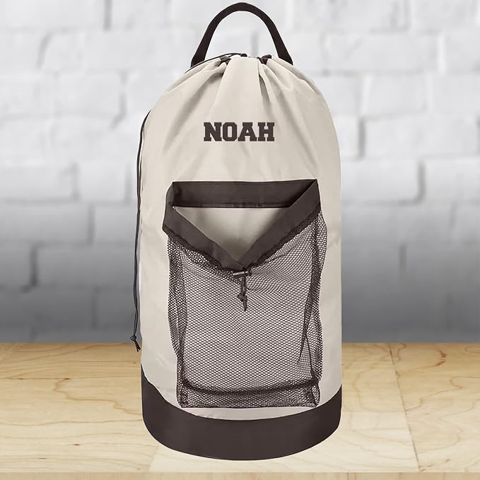 2 Pack Personalized Laundry Bag Heavy Duty Custom Senior University XL Bag Backpack with Hanging Shoulder Strap & Mesh Pocket - Back to School College Graduation Gift - Choose Font & Thread Color - Image 6