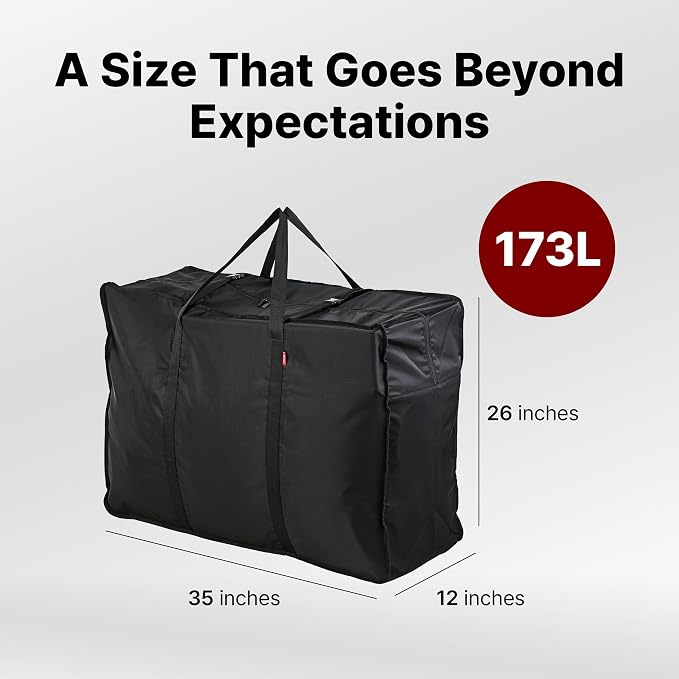 Plago Professional Quality Extra Large Nylon Duffel Bag – Lightweight, Foldable, Water-Repellent Cargo Bag for Travel & Camping, Folding Bike, Tent, Mattress, Blankets, and Closet Storage - Image 2