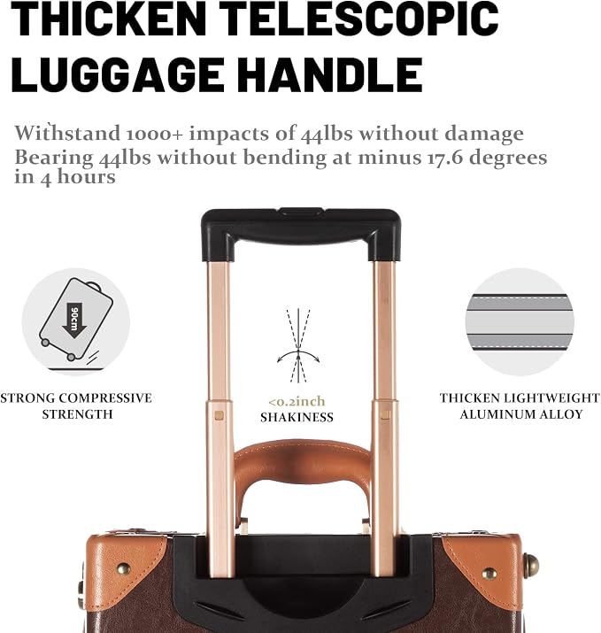 COTRUNKAGE Vintage Checked Luggage Sets 2 Piece TSA Lock Suitcase for Women with 16" Suitcase Bag, Cocoa Brown - Image 3