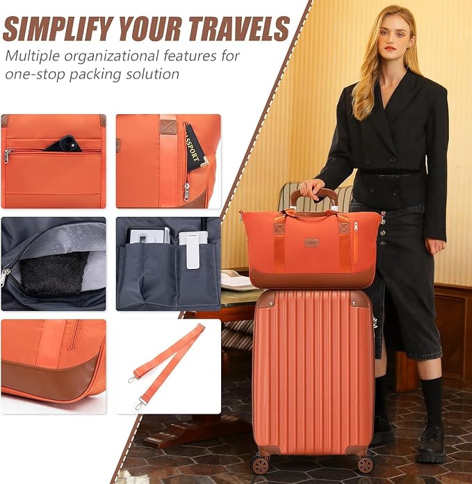 Cosbarn Carry On Luggage Sets 3 Piece, 20 Inch Luggage 22x14x9 Airline Approved with Wheels and TSA Lock, ABS Lightweight Hardshell Travel Suitcase Set with Duffel Bag Travel Bag for Men Women - Image 3