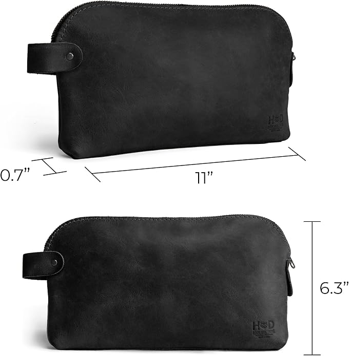 Hide & Drink, Large Rustic All Purpose Utility Bag for Cords & Chargers, Travel Bag, Multi-Purpose Bag, Full Grain Leather - Image 4