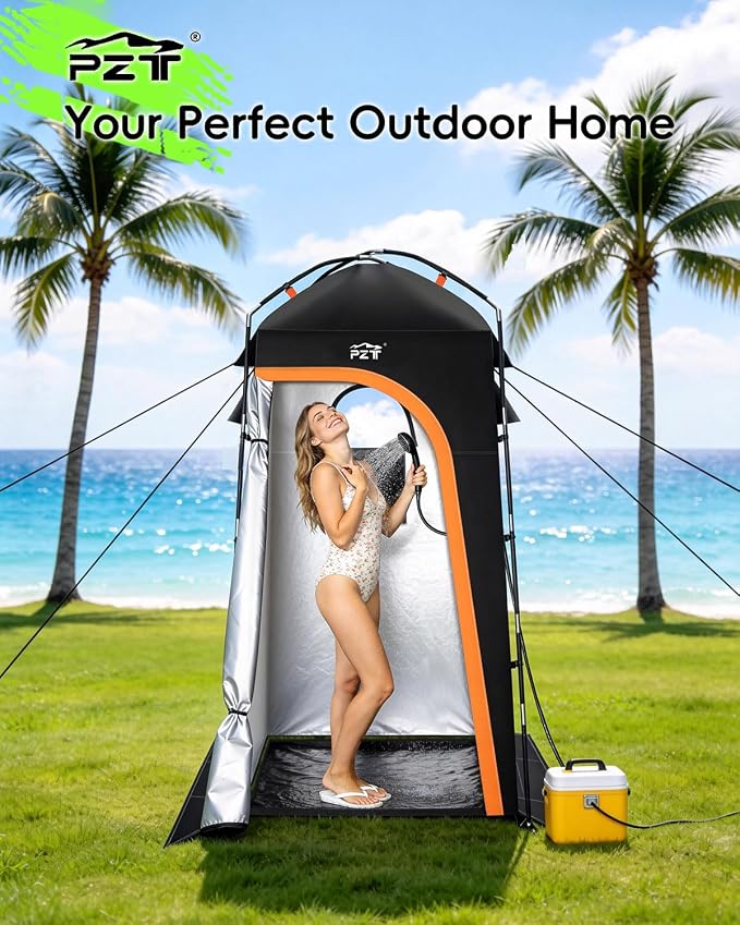 Large Shower Tent, Portable Privacy Tent with Mesh Floor & Carrying Bag, Lightweight & Sturdy, Easy Set Up, Portable Changing Room for Camping & Hiking, Fishing, Beach - Image 9