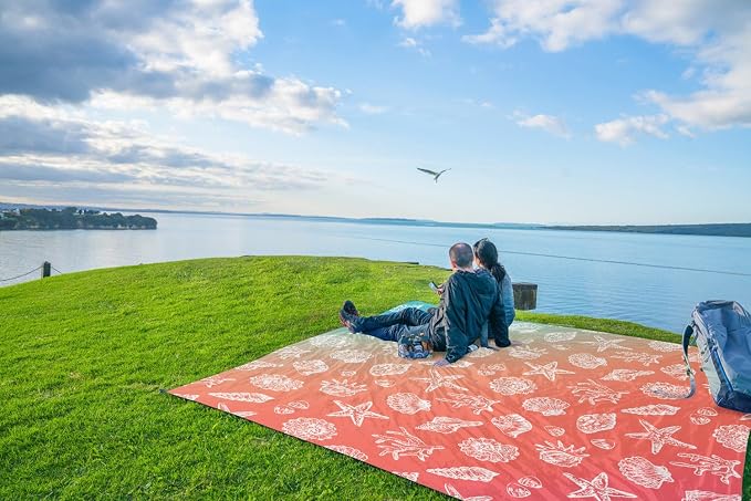 WEKAPO Beach Blanket Waterproof Sandproof Oversized, Extra Large Beach Mat Sand Free, Lightweight & Compact Sand Free Mat with 5 Stakes & 4 Corner Pockets - Image 9