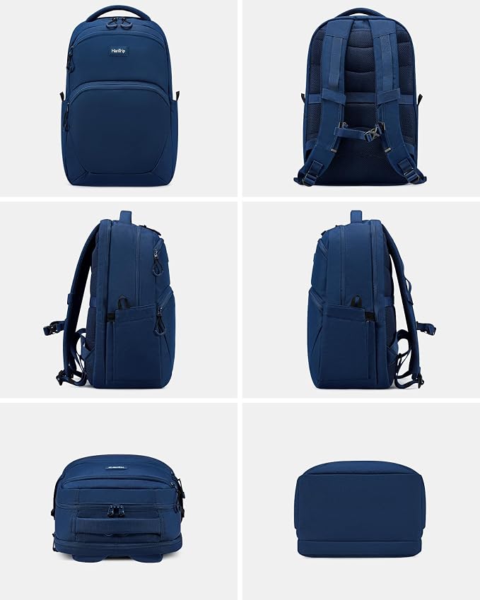HanTrip Carry On Travel Backpack for Women Men, 30L Medium Work Backpack for Commuter College Water Resistant Bookbags, Navy Blue - Image 8