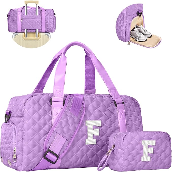 Elilier Gifts for Girls Age 10 11 12 13 14 15 16 17 18, Initial Travel Duffel Bag, Graduation Gifts, Monogram Overnight Bag, Gift for Friend Sister Women gifts by Elilier