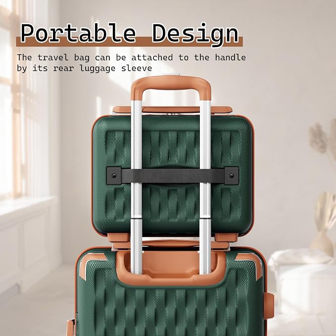 Melalenia Luggage Sets 5 Piece with Duffel Bag, Hard Shell Carry on Suitcase with Spinner Wheels and TSA Lock, Travel Lightweight Luggage Set for Women, Green Brown - Image 7