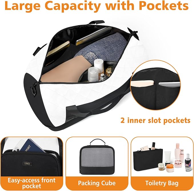 Travel Weekender Bag for Women, 21" Overnight Bag with Shoe Compartment 50L Large Travel Duffel Bag Carry On Tote for Weekend, Overnight, Business Trips, Water Resistant - Image 3