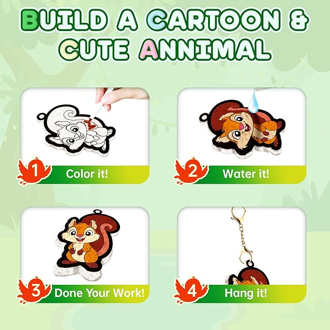 Z1ZZ Aqua Puffs 3D Art-Craft Kit -Aqua Art Magic Paint Set, Mess-Free Water Painting for Kids Age 4 5 6 7 8 9 Boys Girls DlY Color Activity Creative Gift forClass Christmas Birthday Games