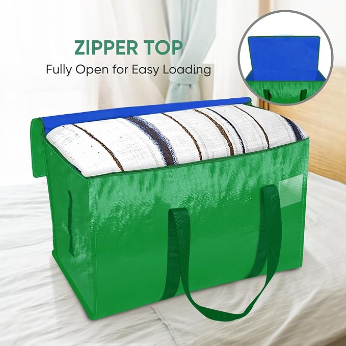 BALEINE 6-Pack Oversized Moving Bags with Reinforced Handles, Heavy-Duty Storage Tote for Clothes, Moving Supplies (Light Green, 6-Pack) - Image 5