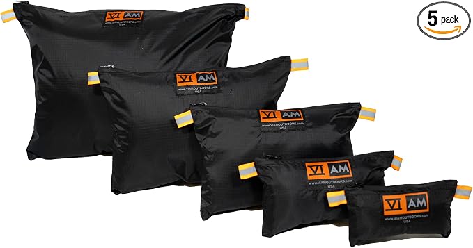 VIAM Outdoors B3's Big Belt Bag Tool Bag Zipper Pouch, Premium Utility Multipurpose Storage Organizer Tool Pouches for Hunting, Camping, Backpacking, Travel - 5pc Black by VIAMOutdoors