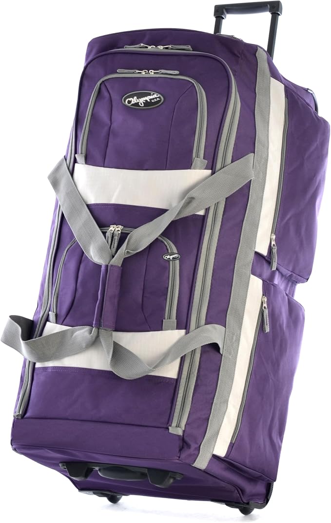 Olympia U.S.A. 29 inch Jumbo Size 8 Pockets Wheeled Rolling Duffel Bag Water Resistant Luggage Lightweight Travel Suitcase with Retractable Handle by OlympiaUSA