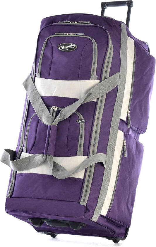 Olympia U.S.A. 29 inch Jumbo Size 8 Pockets Wheeled Rolling Duffel Bag Water Resistant Luggage Lightweight Travel Suitcase with Retractable Handle by OlympiaUSA