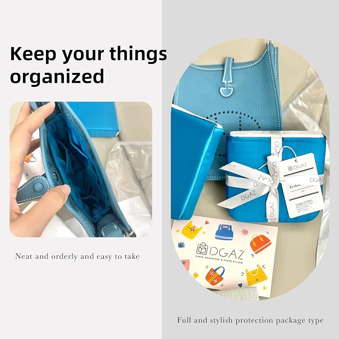 DGAZ Silk Purse Organizer Insert for Evelyne Bag(Blue Jean,GM) | Soft and Lightweight,Perfect Fit,Multi-pocket Storage,Bag Protector,Luxury Bag Care,Handmade,for Smooth Bag Organizer - Image 8