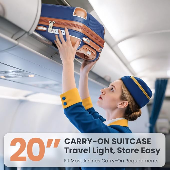 5 Piece Luggage Sets PP Hardshell, Navy Blue | Duffel & Toiletry Bag, Carry-on Suitcase Set (20/24/28), Detachable Spinner Wheels, YKK Zippers & Corner Guards - Image 3