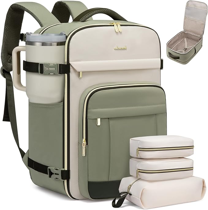 LOVEVOOK 40L Travel Backpack for Women & Men - 17.3 Inch Carry On Backpack & Personal Item Backpack for Airlines, Spacious and Durable Design, with 3 Packing Cubes by LOVEVOOK