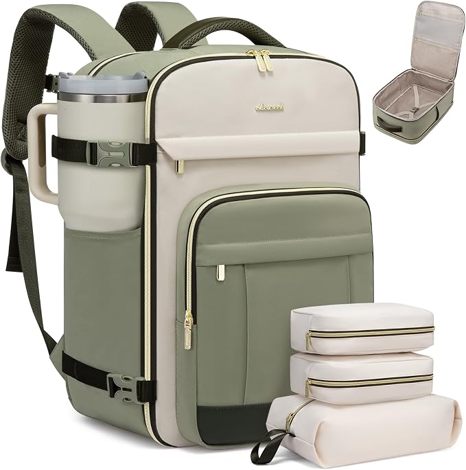 LOVEVOOK 50L Travel Backpack for Women & Men - 18 Inch Carry On Backpack & Personal Item Backpack for Airlines, Spacious and Durable Design, with 3 Packing Cubes by LOVEVOOK