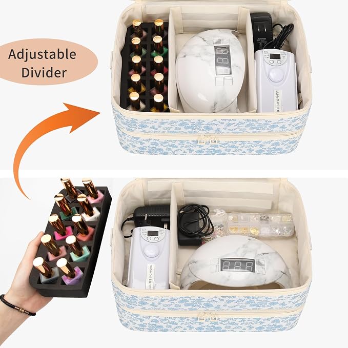 Ethereal Nail Polish Organizer Bag, Holds 50+ Bottles(15ml/0.5 fl.oz) UV Nail Lamp, Gel Polish Travel Storage Bag for Nail Kit, Gift for Manicurist, Girls - Image 4