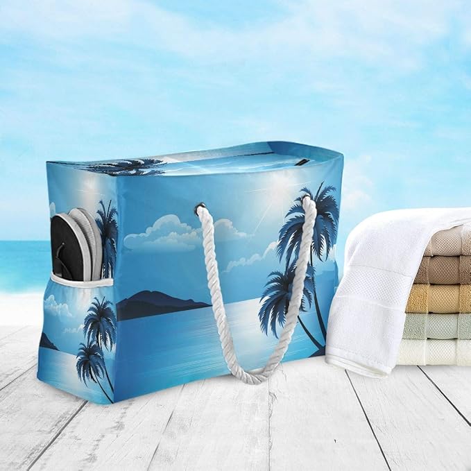 senya Large Beach Shoulder Bags Canvas Tote Water Resistant for Gym Travel Daily - Image 3