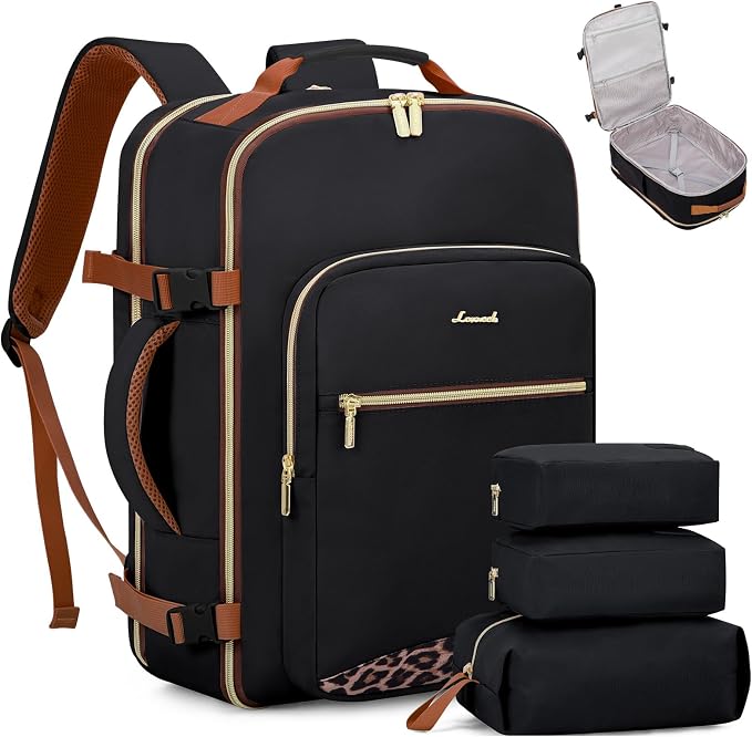 LOVEVOOK 50L Travel Backpack Flight Approved Carry on Backpack,3 Packing Cubes,Waterproof Personal Item Travel Bag,TSA Carry on Luggage Suitcase Travel Essentials,Gifts for Women & Men,fits 18" Laptop by LOVEVOOK