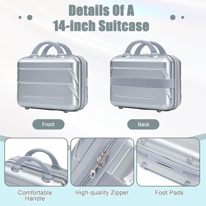 20+14 Inch Hardside Luggages, Lightweight Durable ABS Suitcase Spinner Wheels - Image 3