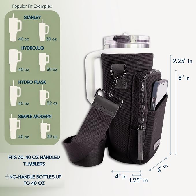 Water Bottle Sling Bag Crossbody Water Bottle Holder with Strap & Phone Pocket Insulated Carrier for Stanley & Hydro Flask up to 40oz Travel & Walking Companion - Image 6