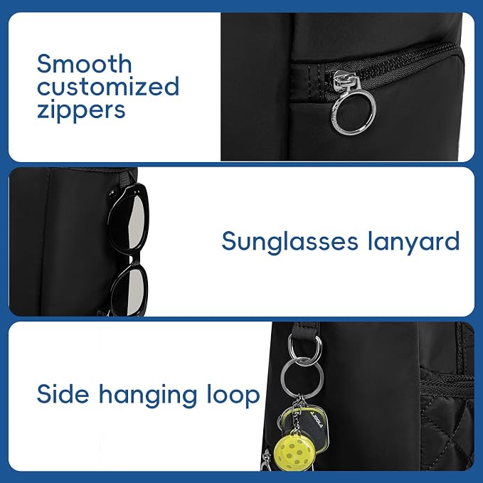 KAVIGOR Pickleball Tote Bag for Women with Fence Hook, Quilted Pickleball Bag Holds 3-4 Paddles with Shoe Compartment - Image 8