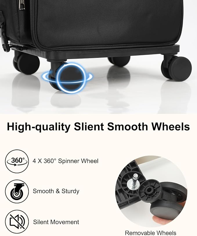 Relavel Rolling Makeup Case, Hair Tools Travel Bag Cosmetology Case on Wheels with 2 Clear Bags, Professional Hairstylist Bag Makeup Artist Storage Train Case Barber Organizer with 360° Spinner Wheels - Image 3