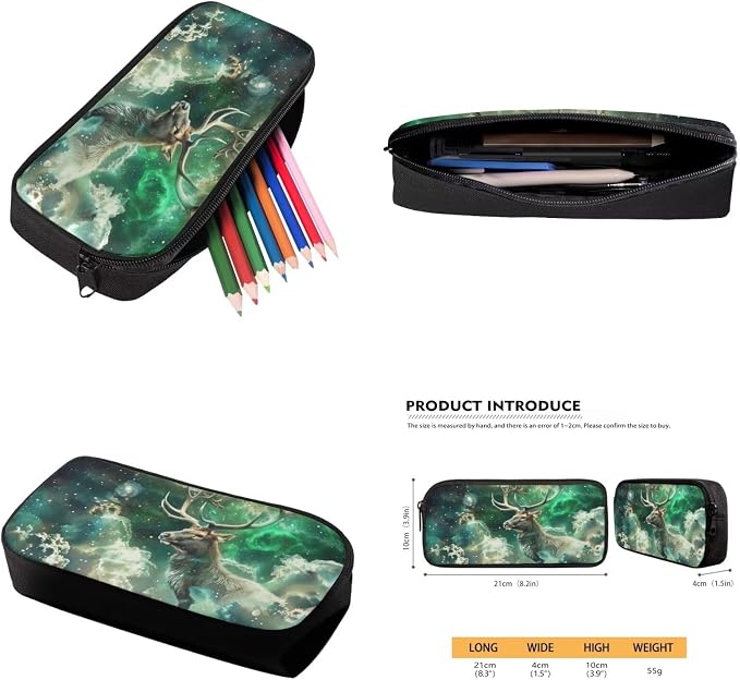 17 Inch Animal Print School Backpack And Lunch Box Set for Kids Lightweight Fantastic Galaxy Deer Backpack for Boys Girl Sturdy School Bag with Insulated Lunchbox Pencil Case Student Bookbag - Image 6