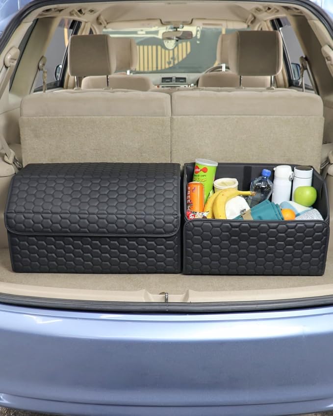 Owleys Cargo Organizer 17.7" - Compact Storage Totes with Lids for SUV, Sedan or Truck - Durable Car Crate for Travel Essentials - Black - Image 2