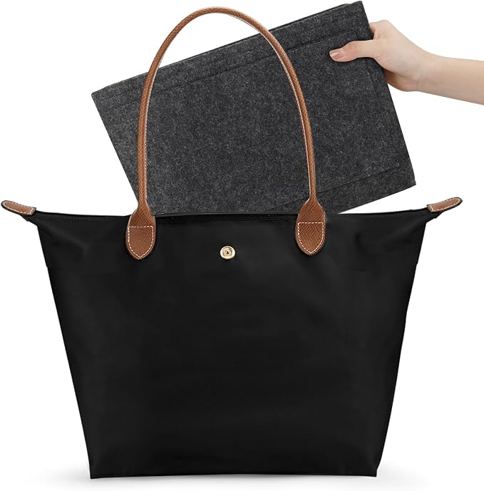 Tote Bag for Women with Purse Organizer Insert, Foldable Waterproof Nylon Bag for Travel, and Daily Use,Medium Size. - Image 4