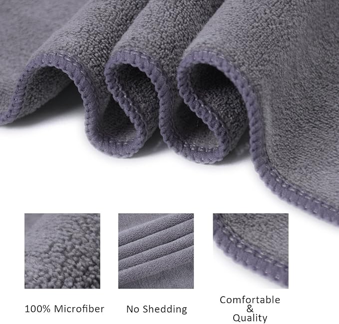 JML Microfiber Towels, Beach Towel Sets (6 Pack, 27" x 55") - Extra Absorbent, Fast Drying, Multipurpose for Bath, Swimming, Fitness, Sports, Yoga, Grey/Pink/Purple - Image 3