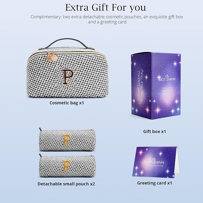 Personalized Gift Travel Makeup Bag: Initial Makeup Organizer Bag for Women | 3-in-1 Custom Make up Bag Set - Vegan Leather Travel Cosmetic Bag - Luxury Gift for Women – Birthday, Anniversary, Graduation - Image 5