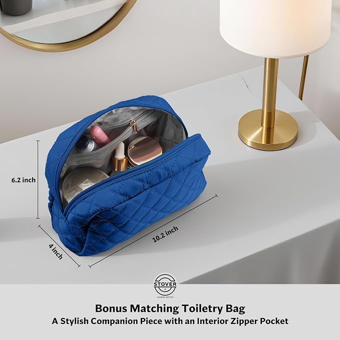 STOVER Women’s Convertible Garment Duffel Bag for Travel – 2-in-1 Carry-On Weekender/Overnight Tote - Wrinkle-Free Dresses, Suits & Clothes + Shoe Compartment & Bonus Toiletry Bag (Sapphire Blue) - Image 6