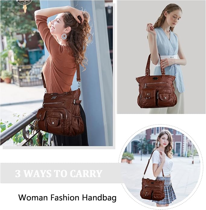 Angelkiss Purses Handbags for Women PU Tote Satchel Bags for Women Pockets Shoulder Bags… | PU - Image 2