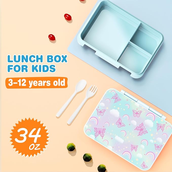 ACESAK Kids Backpack for Girls,Rainbow Backpack with 43OZ Lunch Box & 14OZ Water Bottle, Lunch Bag Set for School, Girls Bookpack for Elementary Middle school Teen Student(Blue) - Image 4