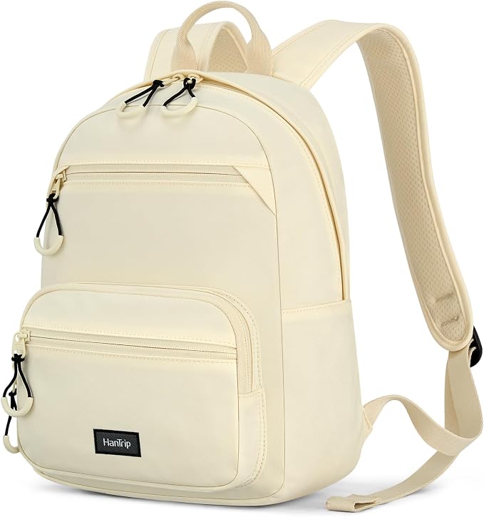 HanTrip Carry On Travel Backpack For Men Women, 13 Inch Small Mini Work Bag Personal Item Backpacks, Camping Back Pack Lightweight Hiking Daypack For Office Nurse Commuter (Offwhite) by HanTrip
