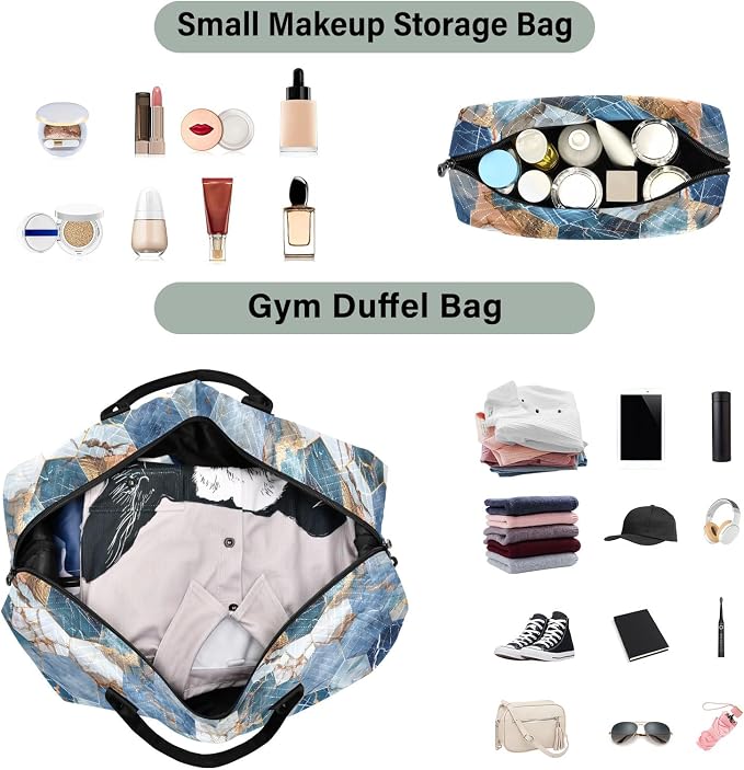 senya Weekender Bags Travel Duffel Gym Bag Hexagonal Nave Marble Carry on Overnight Tote Bag with Toiletry Bag for Airplane Travel Trip Gym Yoga, g366828860p1006c1071s2442 - Image 4