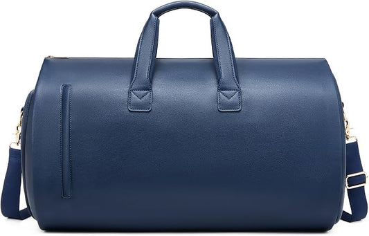Leather Garment Bag，Convertible Garment Duffel Bag for Travel Mens Suit Bag 2 in 1 Waterproof Foldable Carry on Garment bag with Shoulder Strap Weekender Bag with Shoe Pouch by SSWEISIKER